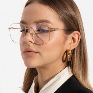 New! Valentino VLX 171B, Gold Frame Oversized Glasses, Authentic